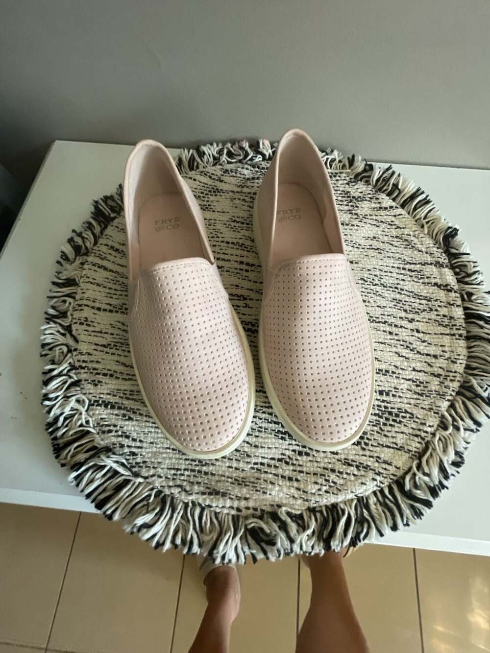Frey CO. Perforated Slip-On Pink Sneakers